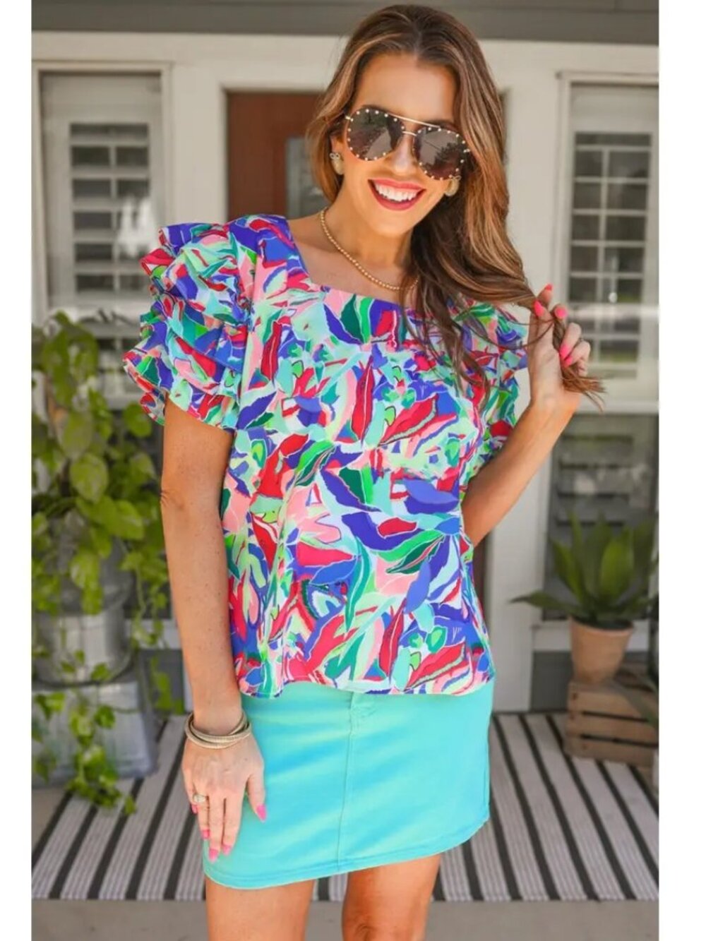 Talk of the Tropics Ruffle Top by Jess Lea
